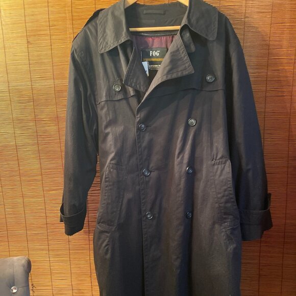 London Fog Black Double Breasted Trench Coat Removable Lining Size 40 - Picture 1 of 8
